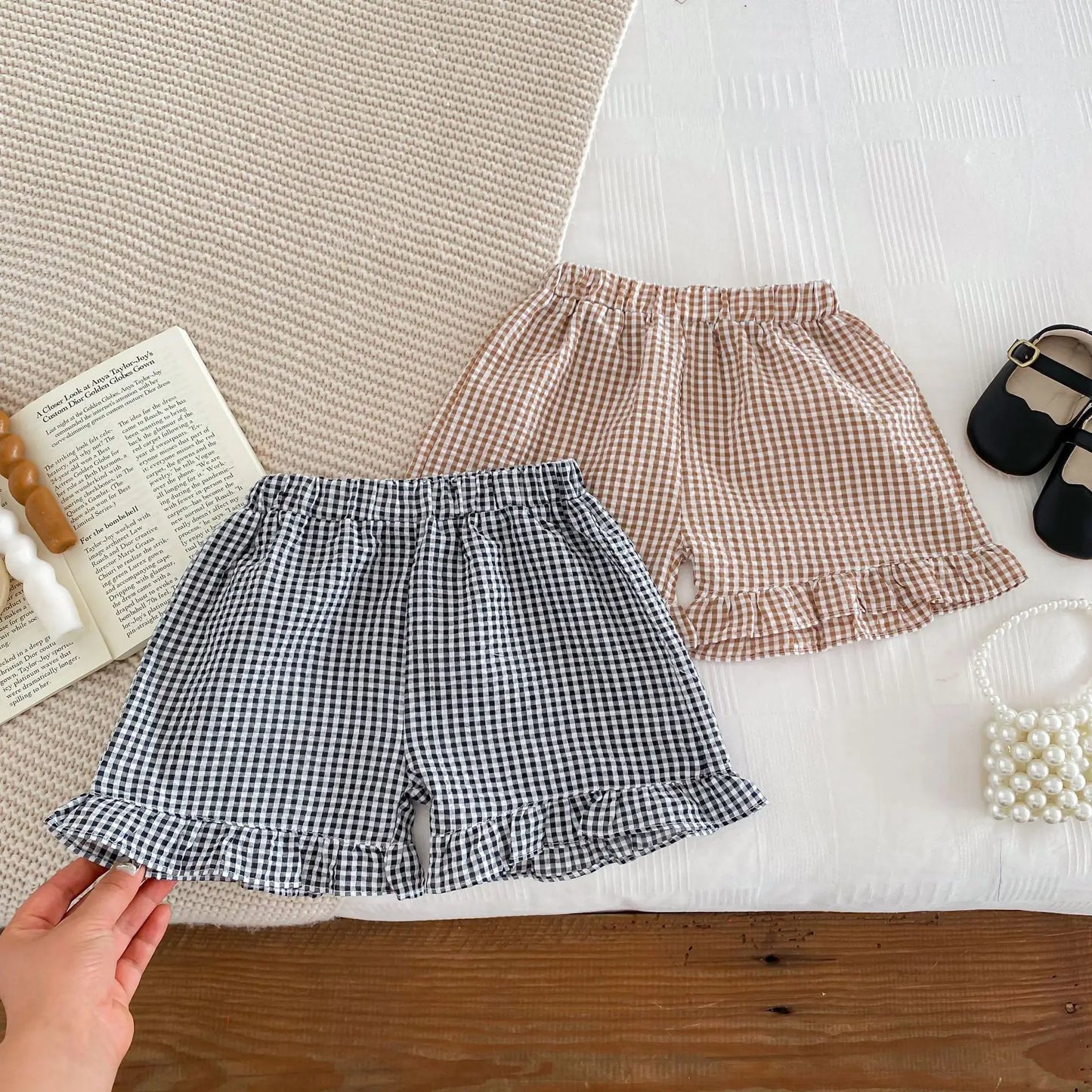 Plaid Short Sleeve Top + Short