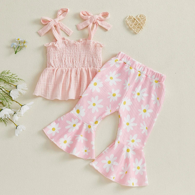 Ruffle Floral Smocked Top + Bell Bottoms