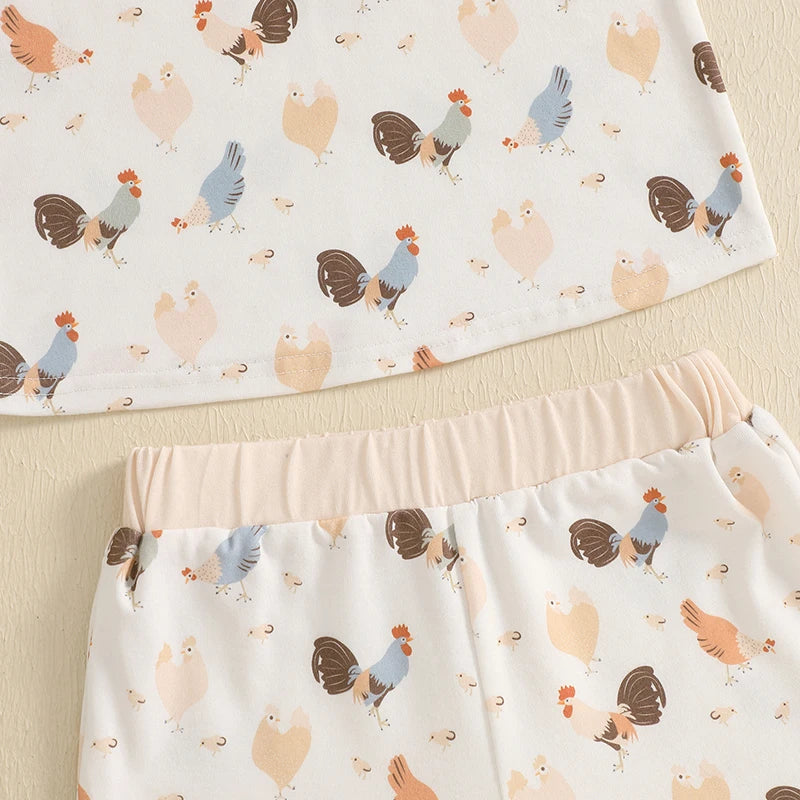 Chicken Print Top + Shorts