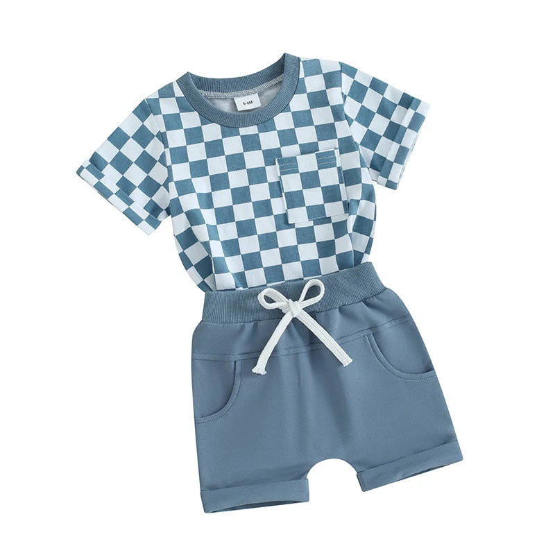 Boy's Checkered Short Sleeve Set