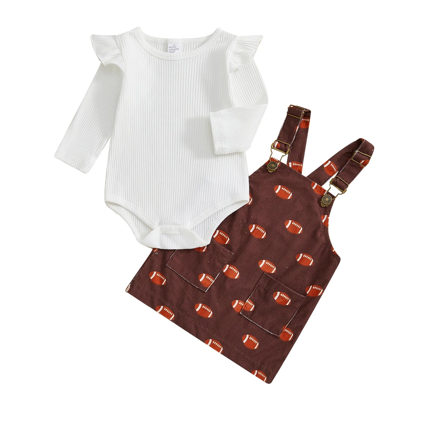 Girl's Long Sleeve Football Romper Set