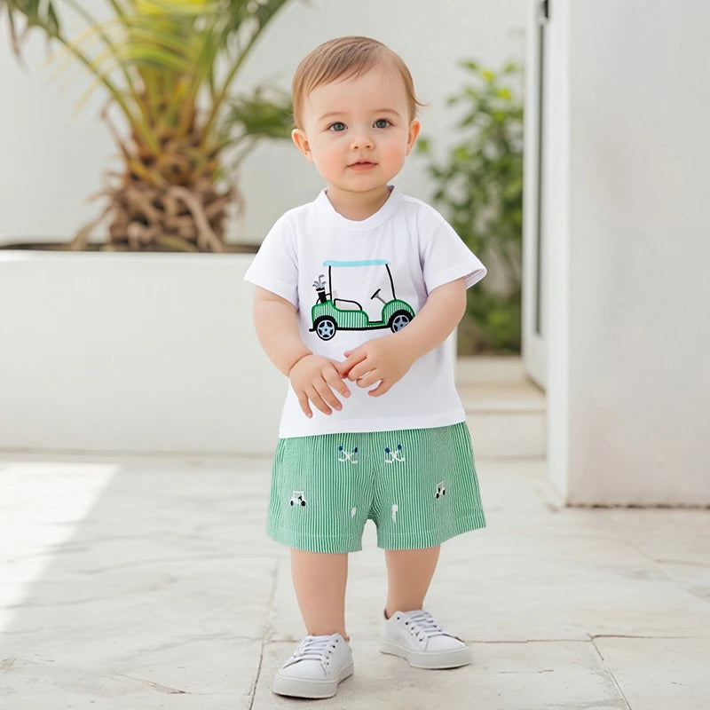 Boy's Short Sleeve Golf Cart Set