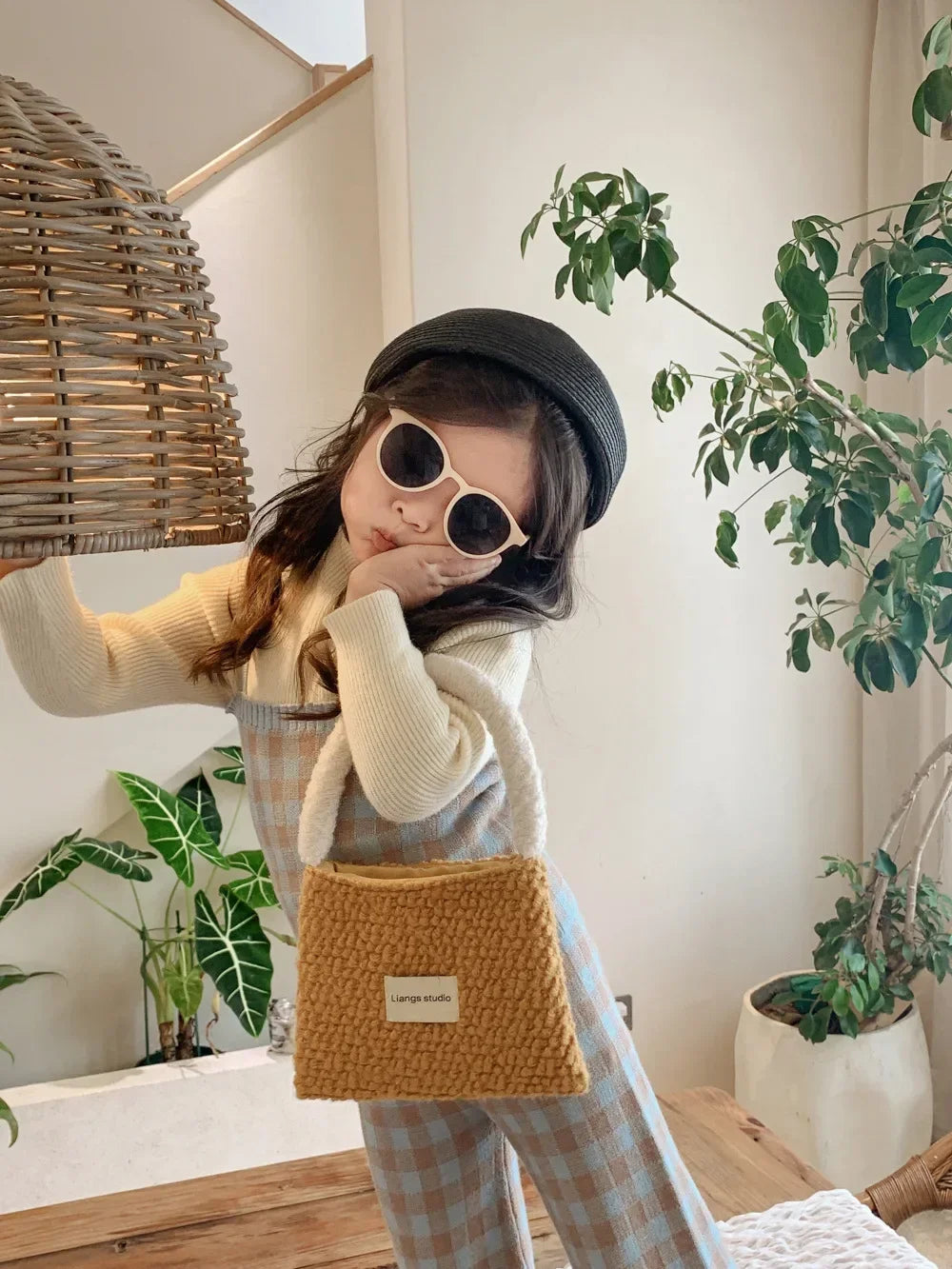 Plaid Knitted Set Sweater Cardigan + Vest + Pant