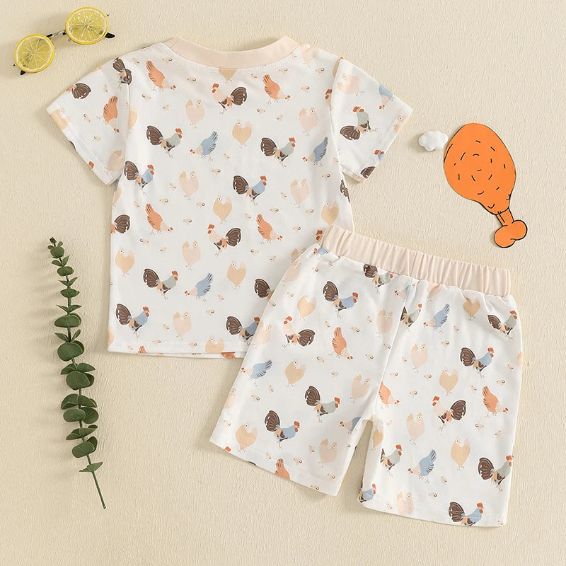 Chicken Print Top + Shorts
