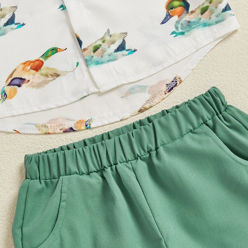 Mallard Button up + Shorts