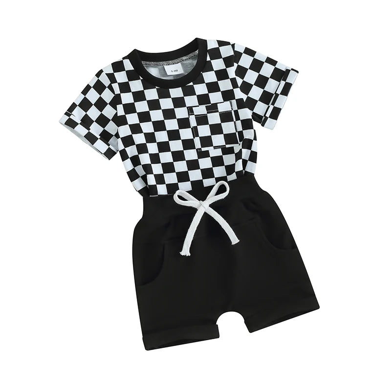 Boy's Checkered Short Sleeve Set