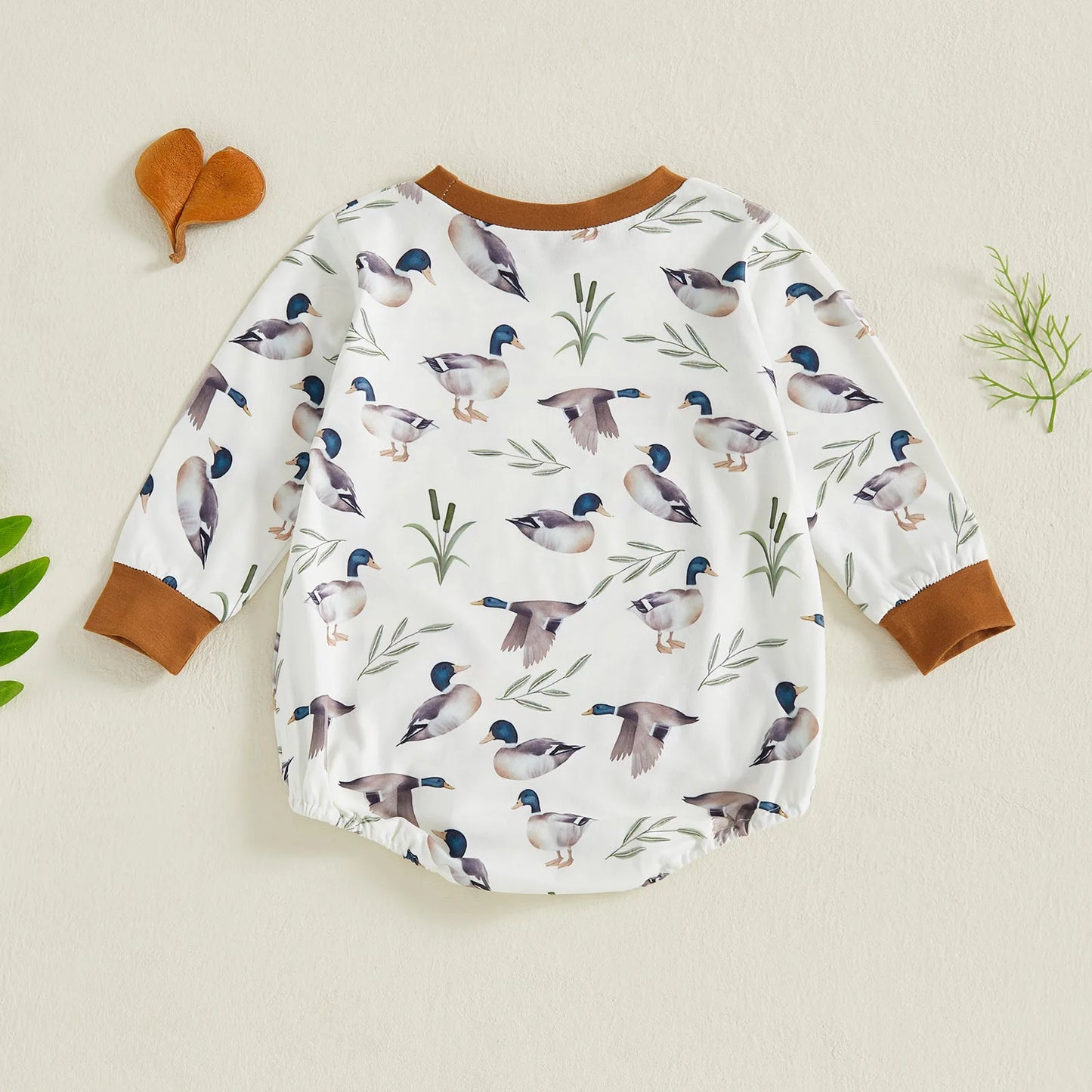 Boy's Long Sleeve Duck Romper