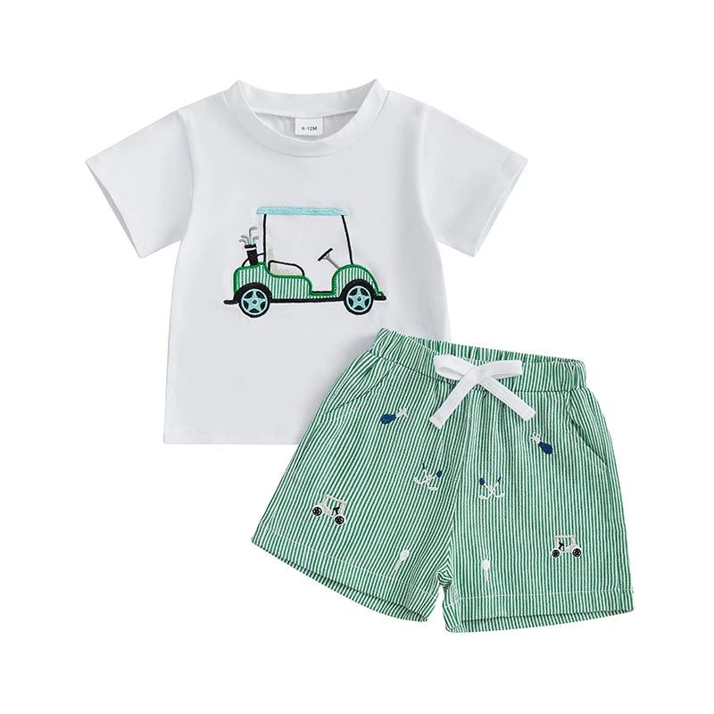 Boy's Short Sleeve Golf Cart Set