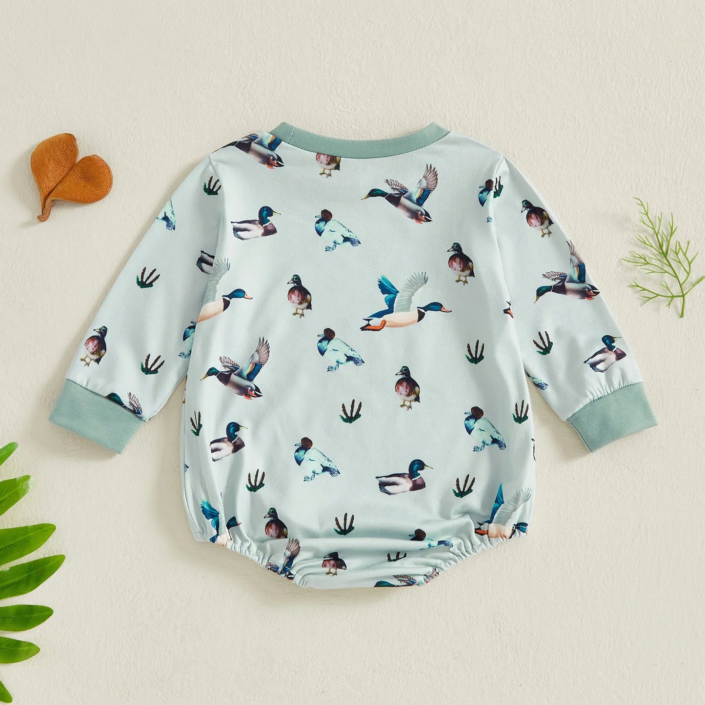 Boy's Long Sleeve Duck Romper
