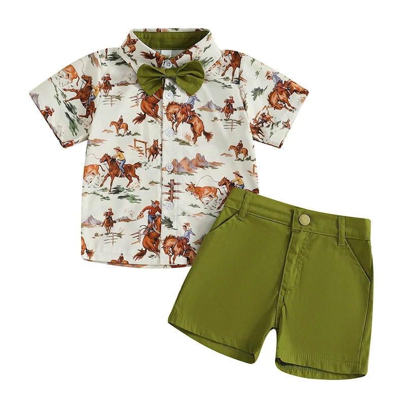 Western Button Up + Shorts