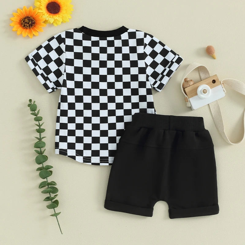 Boy's Checkered Short Sleeve Set