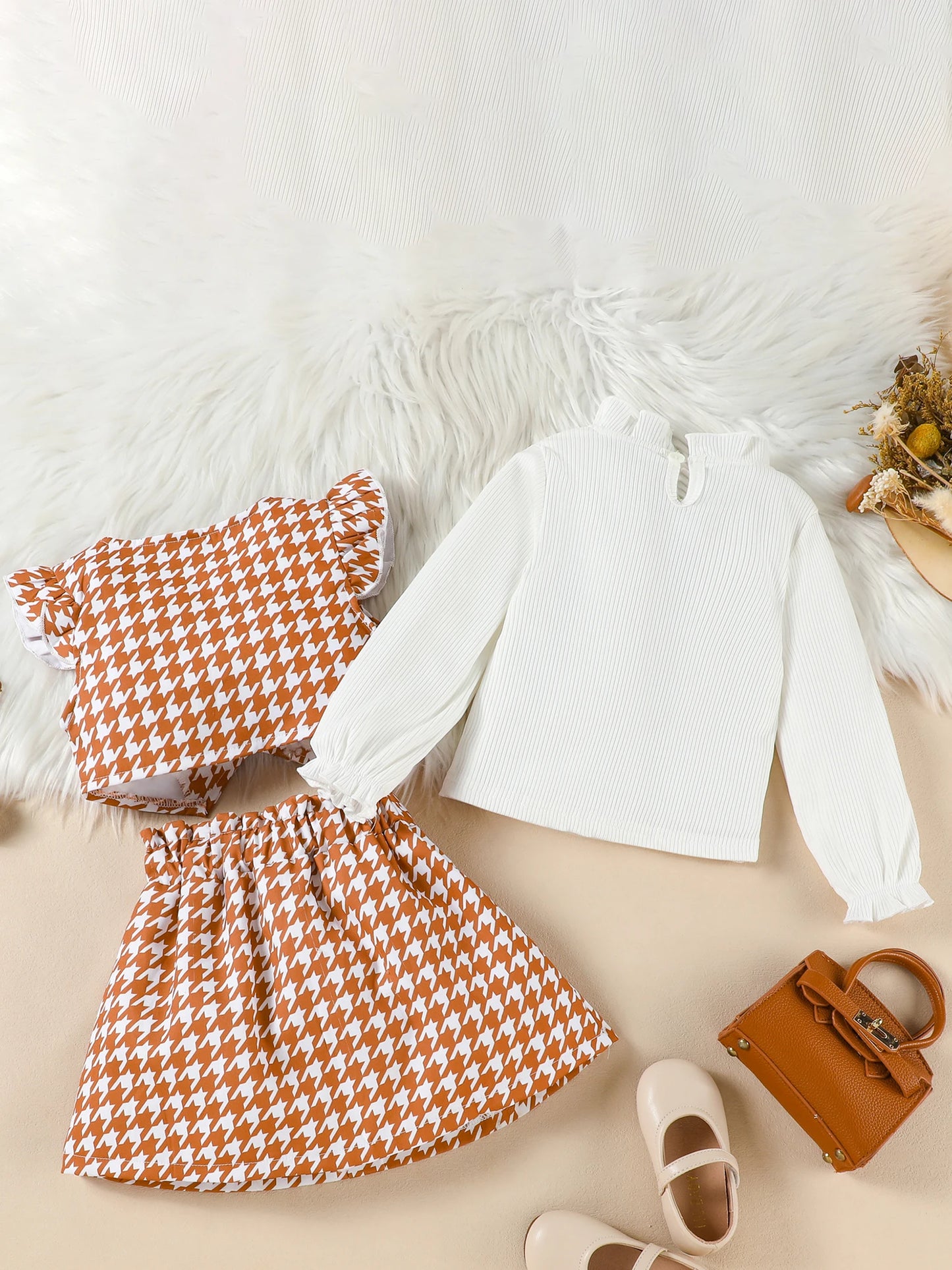 Autumn Outfit with Belted Skirt and Vest