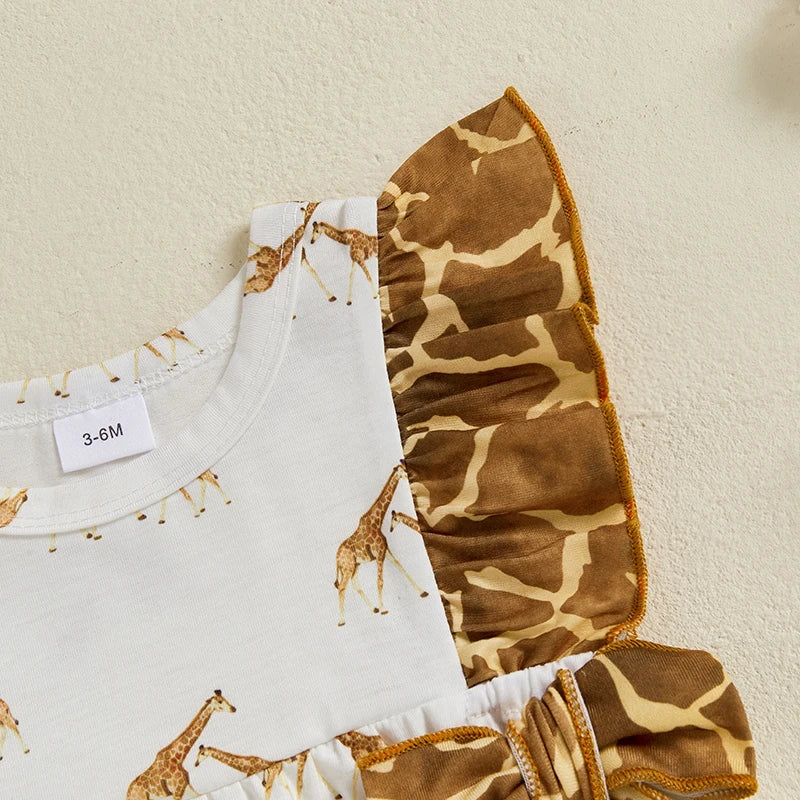 Giraffe Print Ruffle Onesie