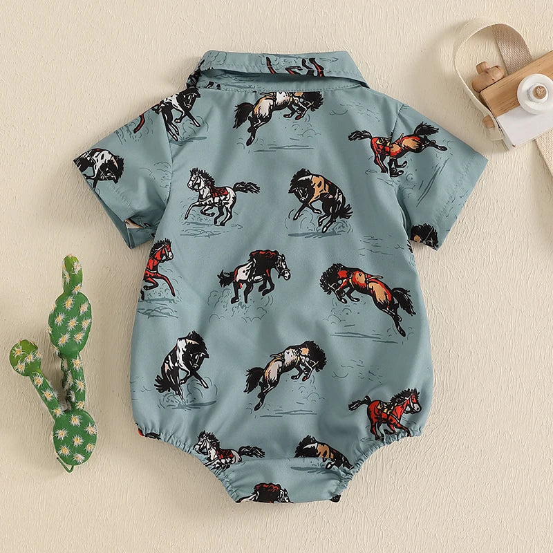 Baby Boy's Western Button-Up Romper