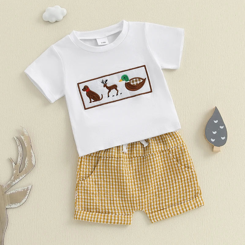 Plaid Embroidered Hunting Outfit