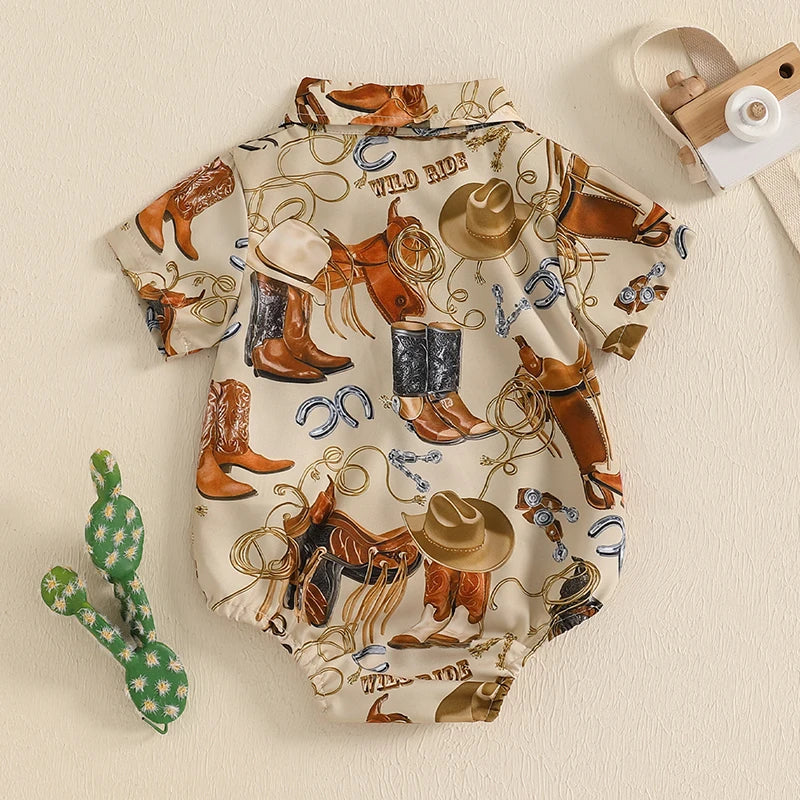 Baby Boy's Western Button-Up Romper