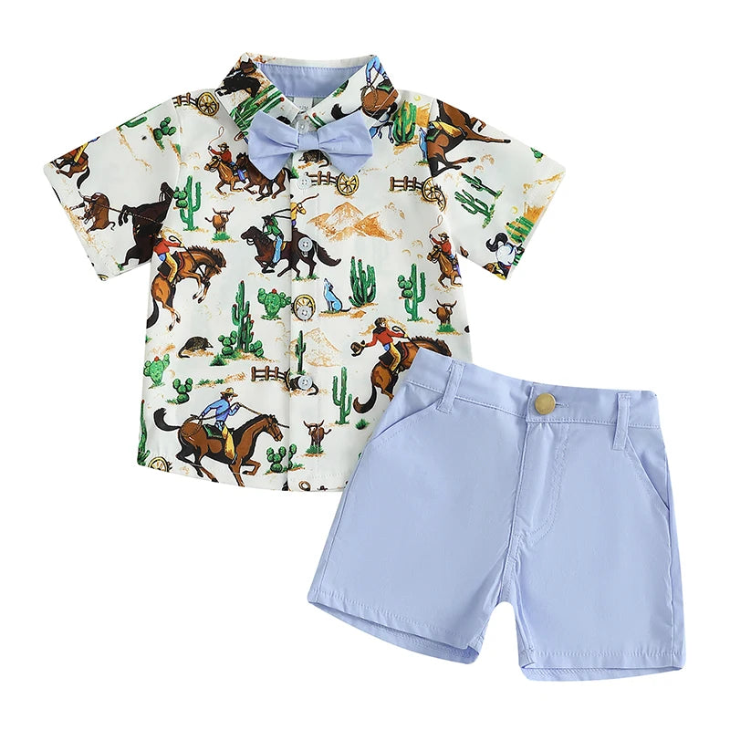 Western Button Up + Shorts