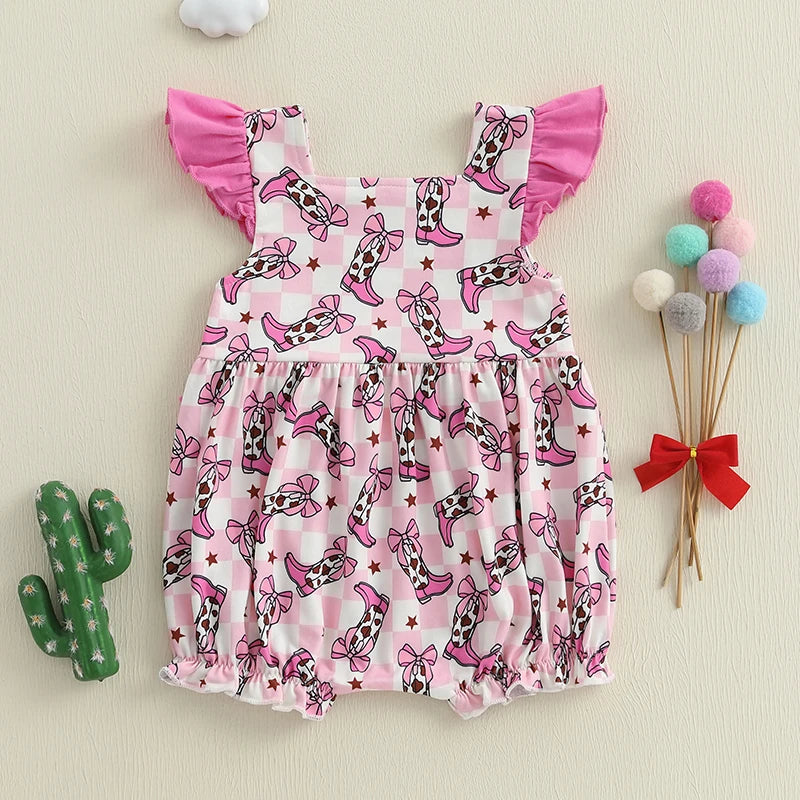Cowgirl Boots Ruffle Romper