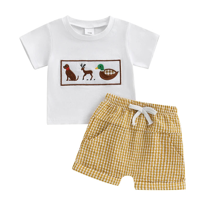 Plaid Embroidered Hunting Outfit