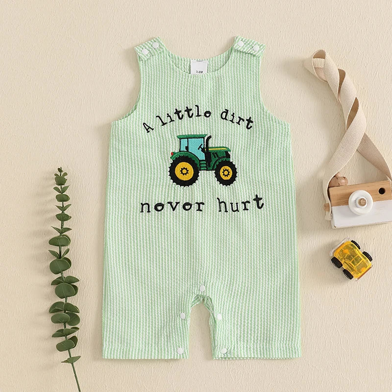 Tractor Embroidery and Stripes