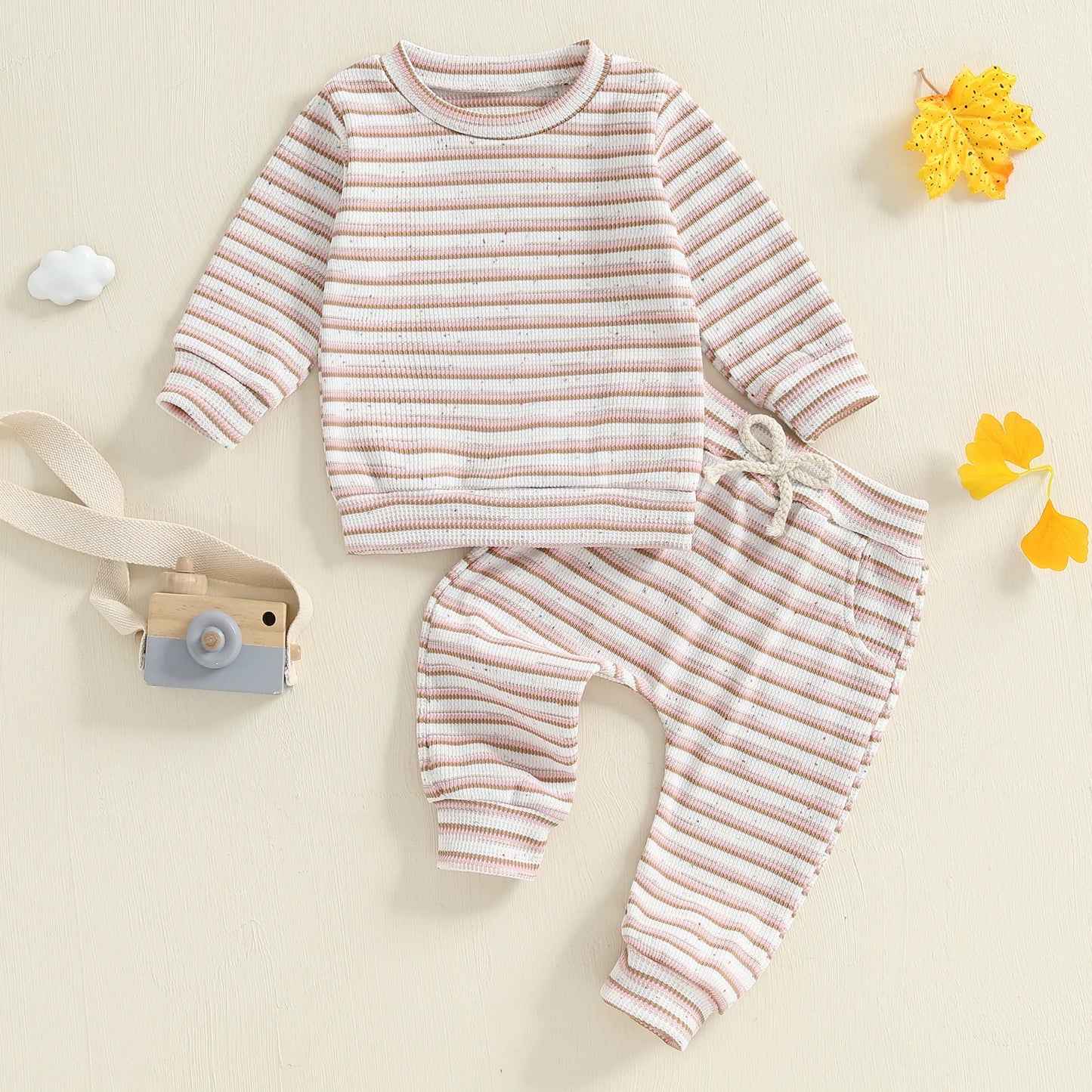 Baby Boy's Waffle-Knit Striped Sweatsuit