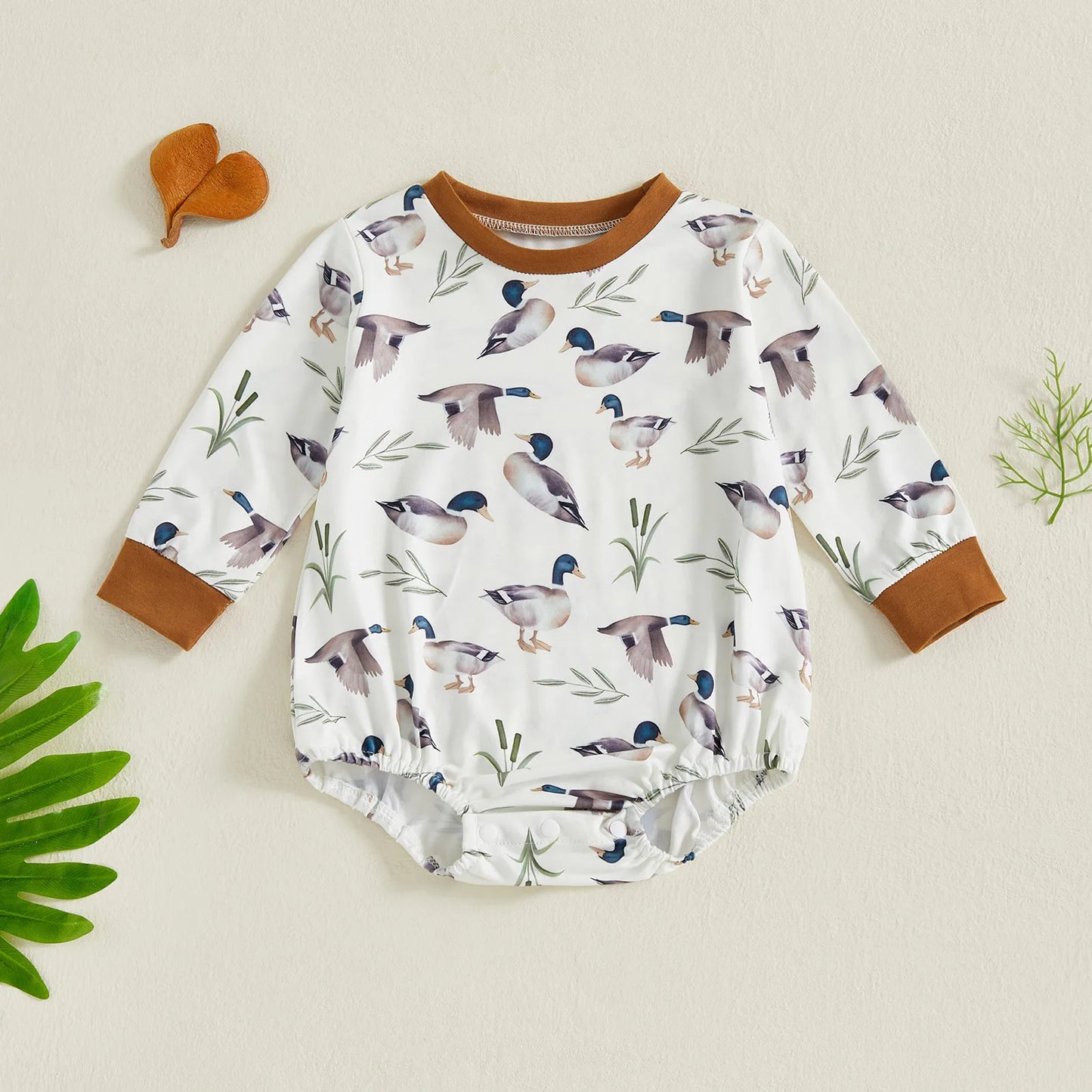Boy's Long Sleeve Duck Romper