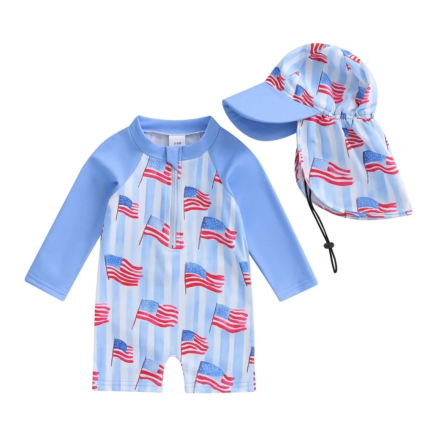 American Flag Print Rash Guard