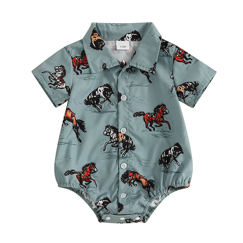 Baby Boy's Western Button-Up Romper