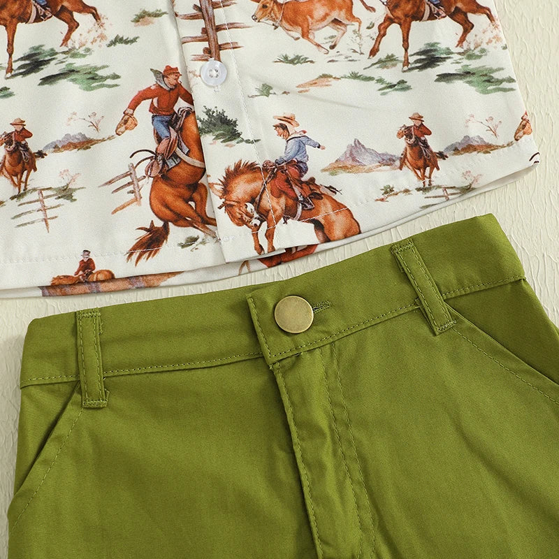 Western Button Up + Shorts
