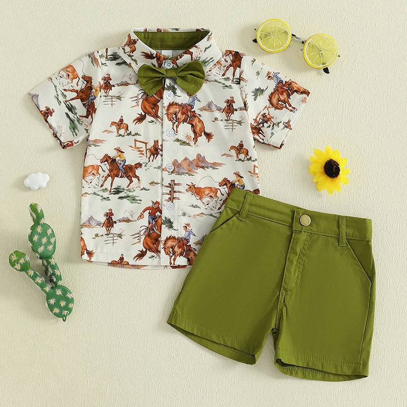 Western Button Up + Shorts