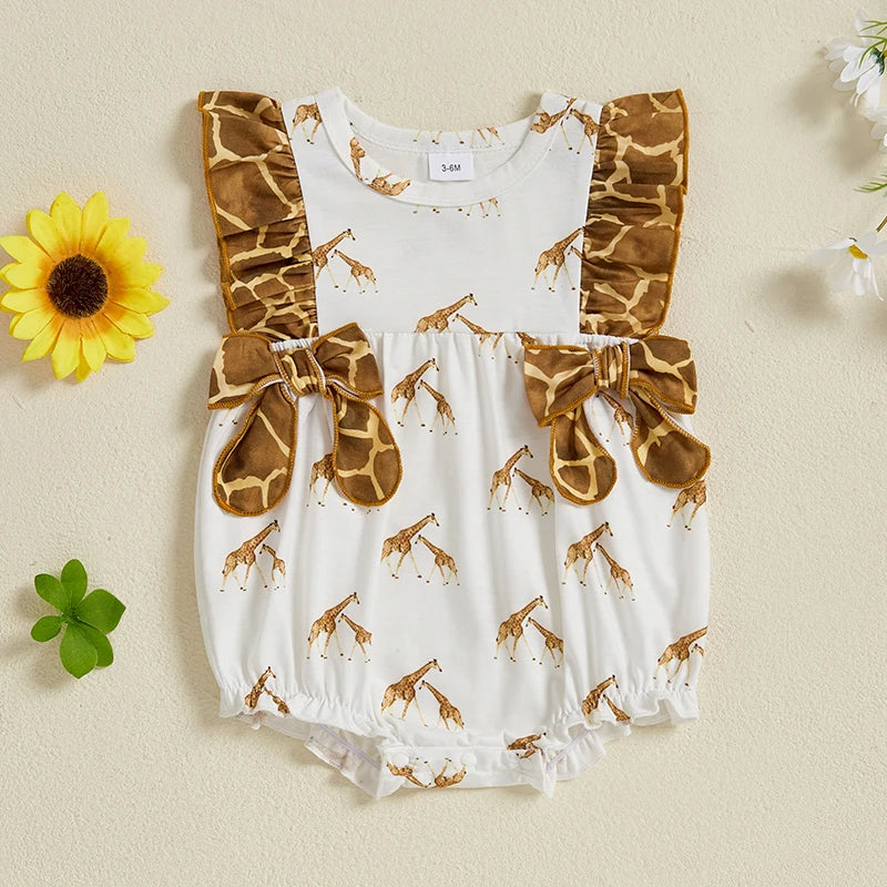 Giraffe Print Ruffle Onesie