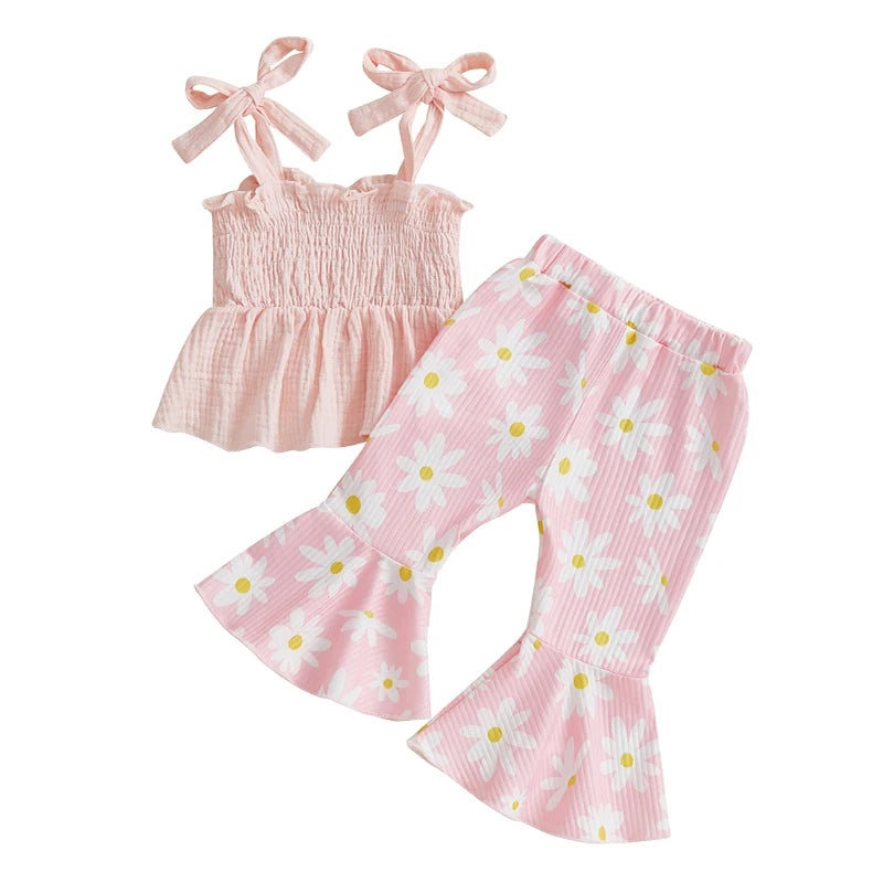 Ruffle Floral Smocked Top + Bell Bottoms
