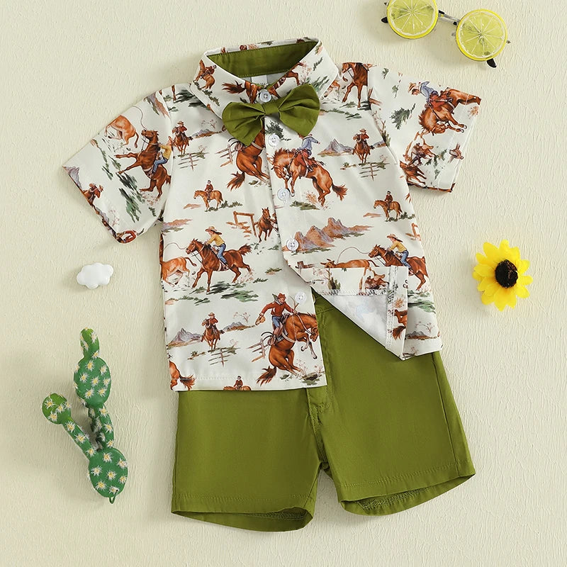 Western Button Up + Shorts