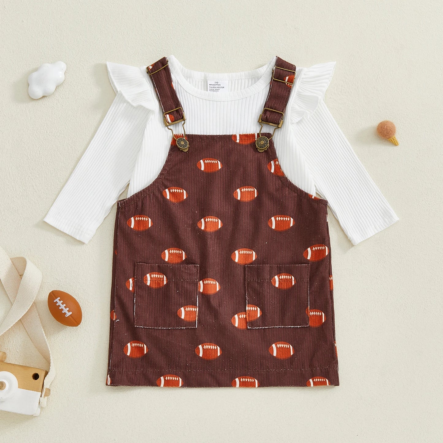 Girl's Long Sleeve Football Romper Set