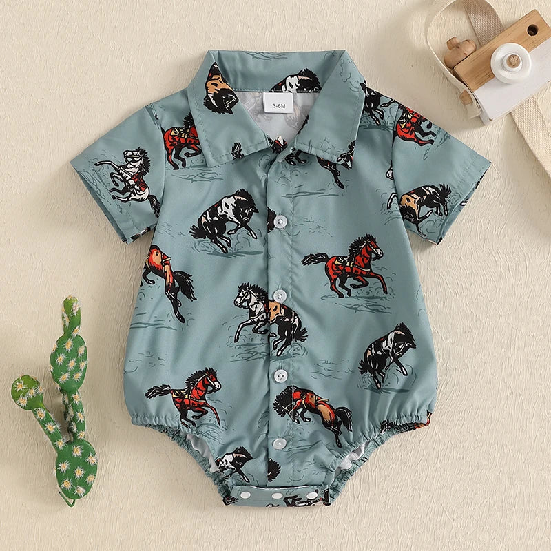Baby Boy's Western Button-Up Romper