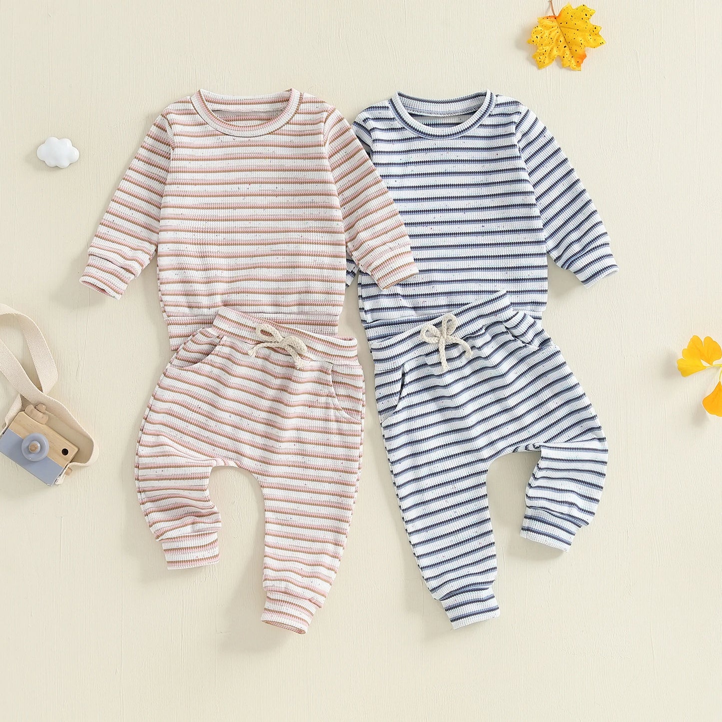 Baby Boy's Waffle-Knit Striped Sweatsuit