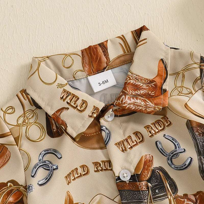 Baby Boy's Western Button-Up Romper
