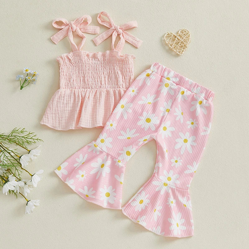 Ruffle Floral Smocked Top + Bell Bottoms