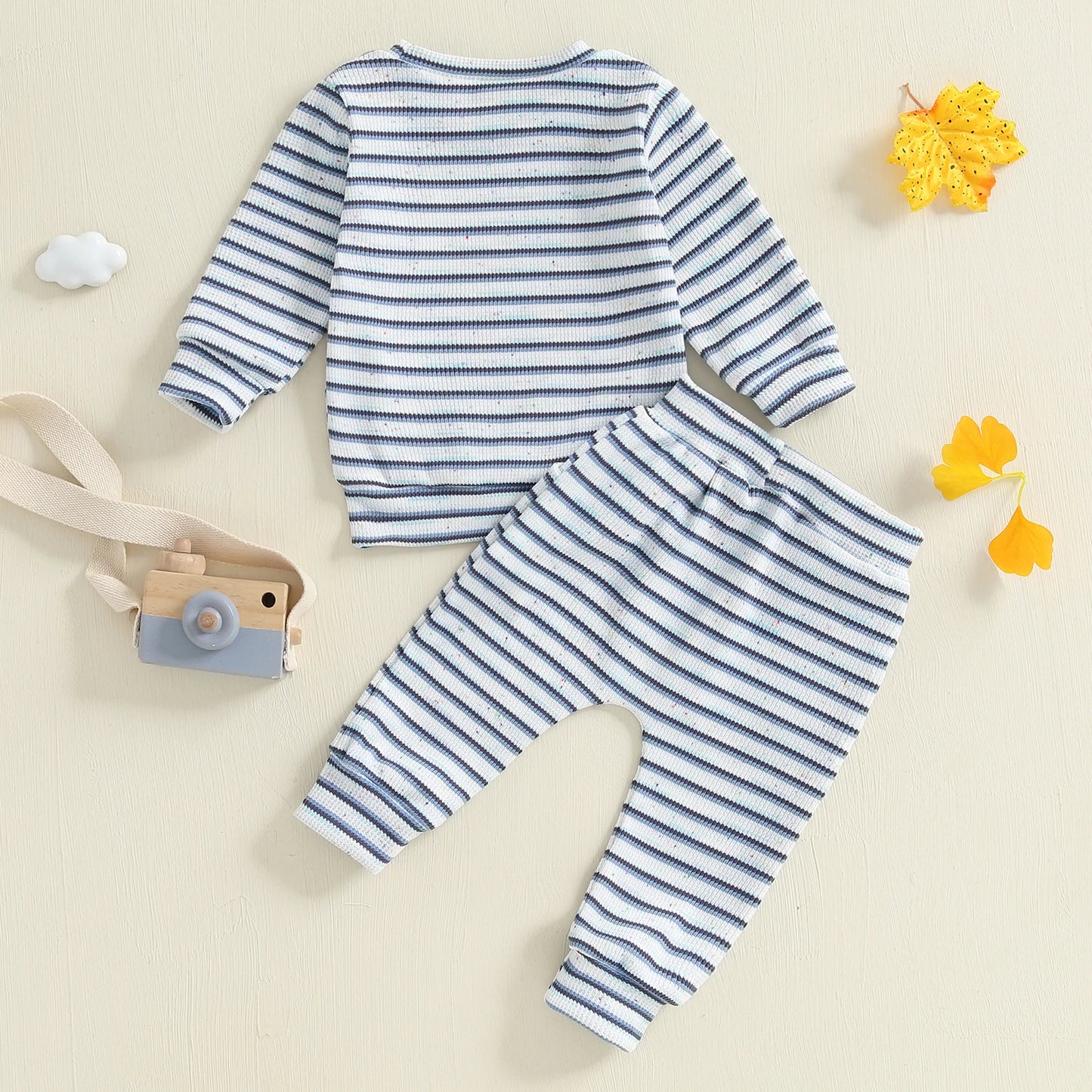 Baby Boy's Waffle-Knit Striped Sweatsuit