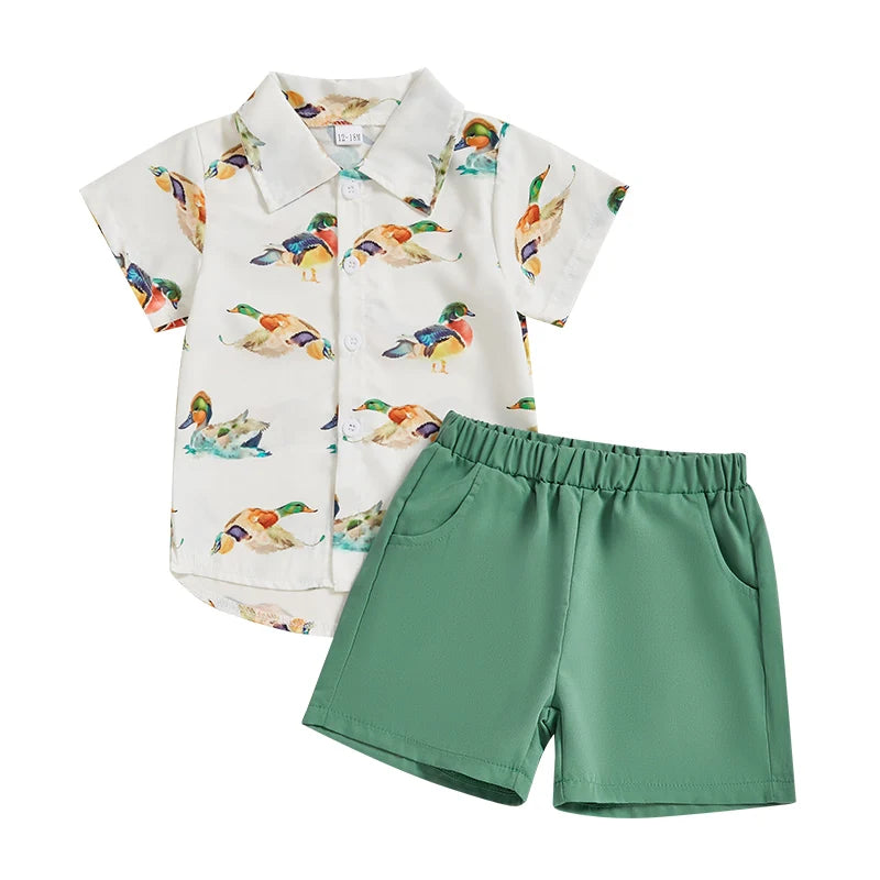 Mallard Button Up + Shorts