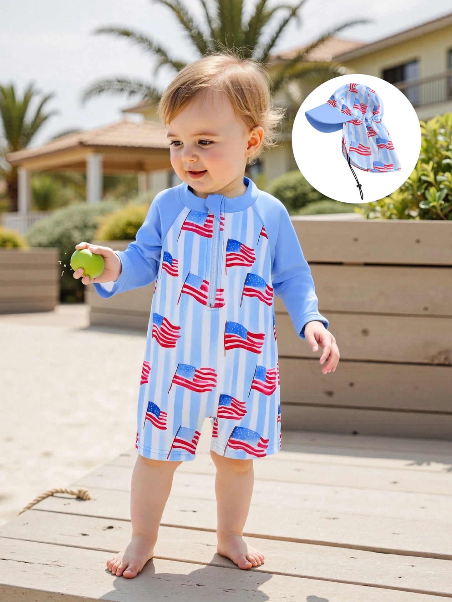 American Flag Print Rash Guard