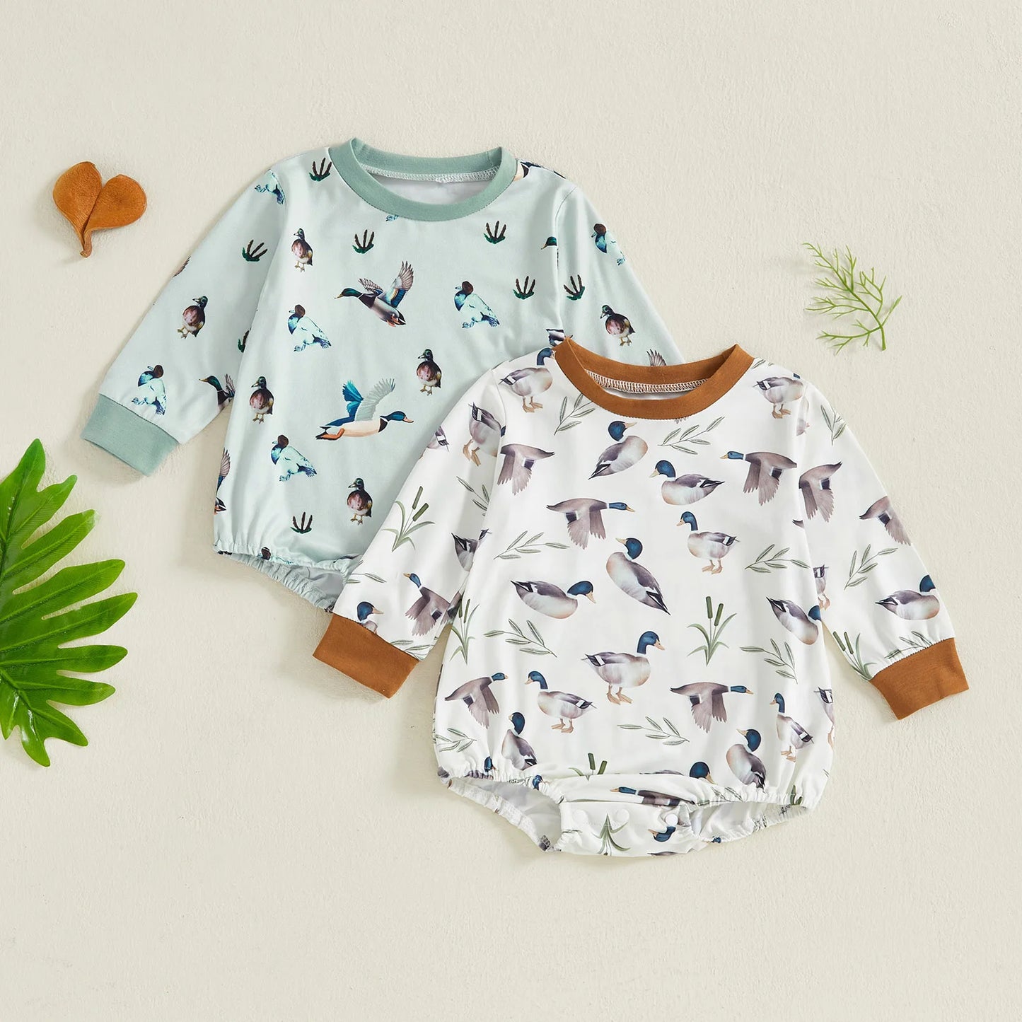 Boy's Long Sleeve Duck Romper