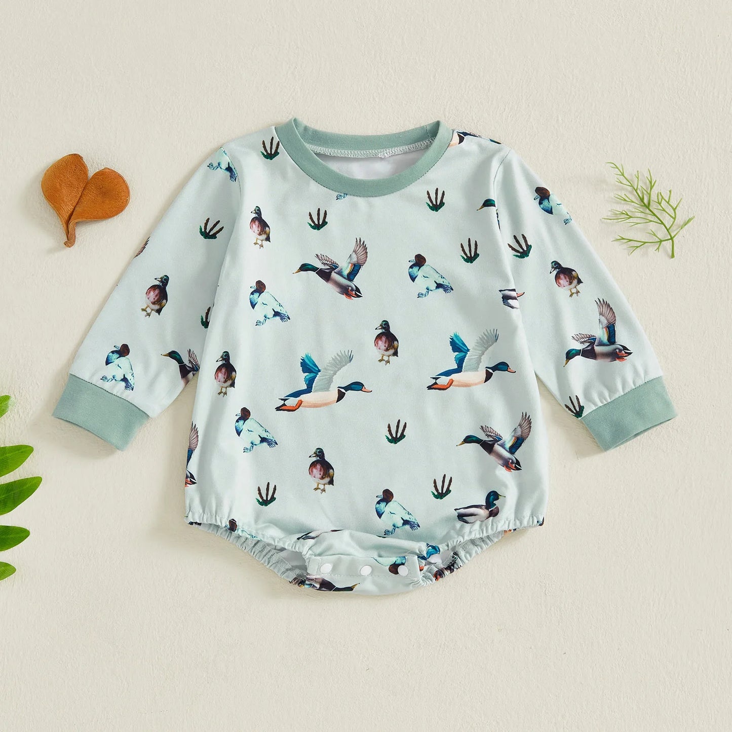 Boy's Long Sleeve Duck Romper