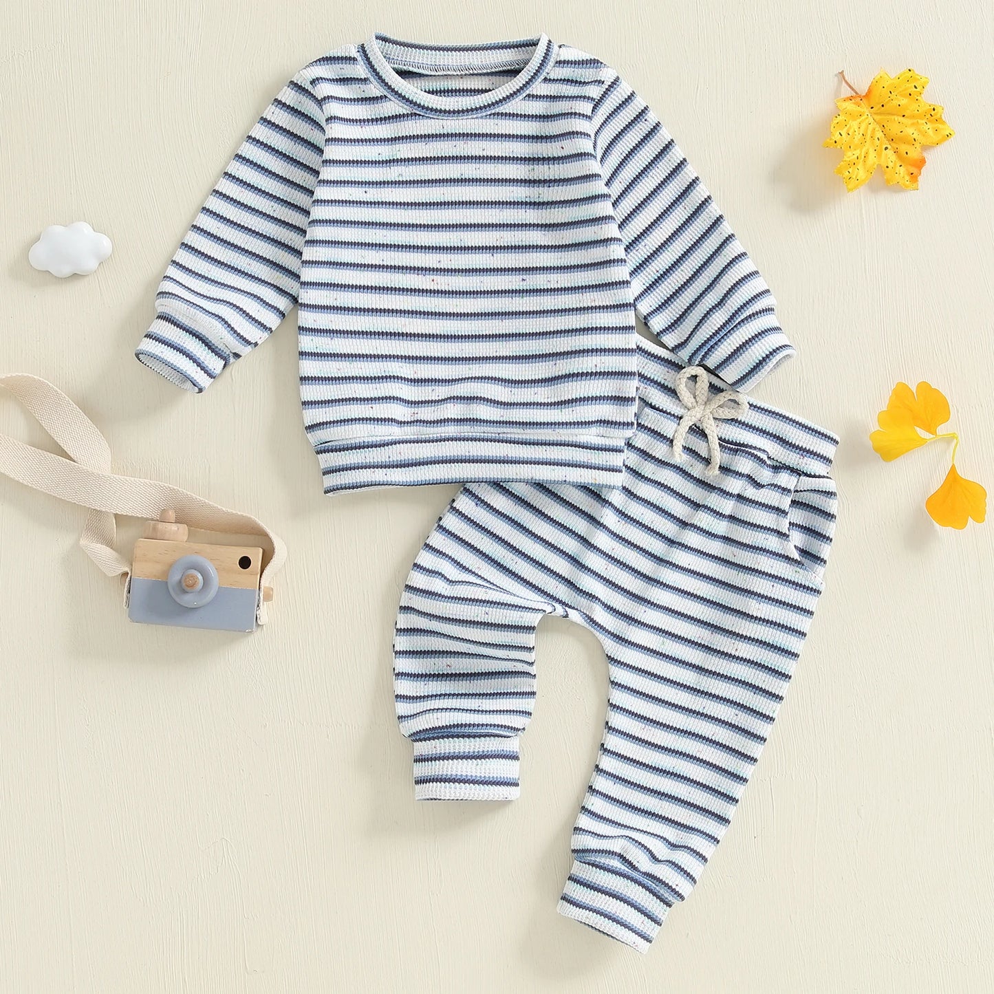 Baby Boy's Waffle-Knit Striped Sweatsuit