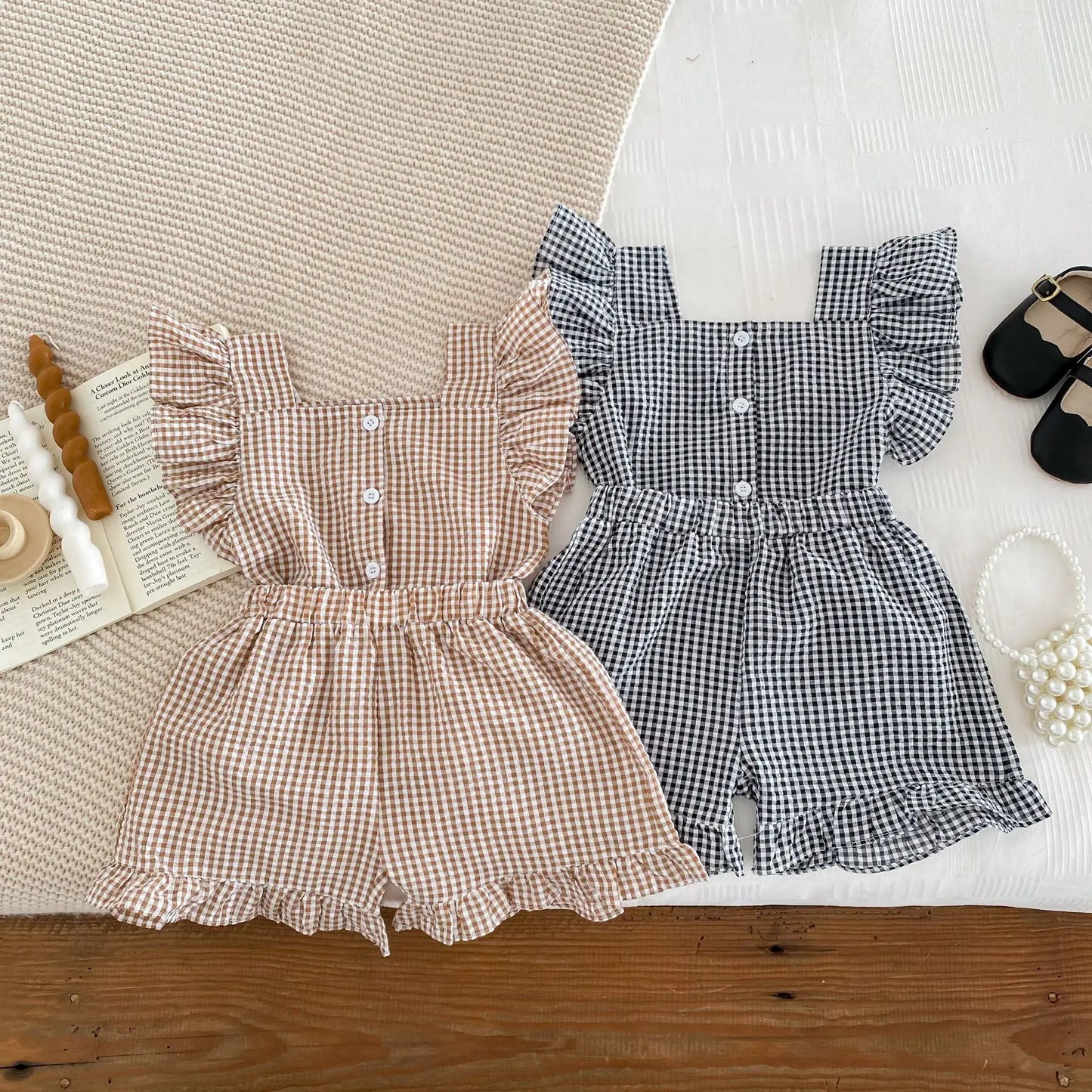 Plaid Short Sleeve Top + Short