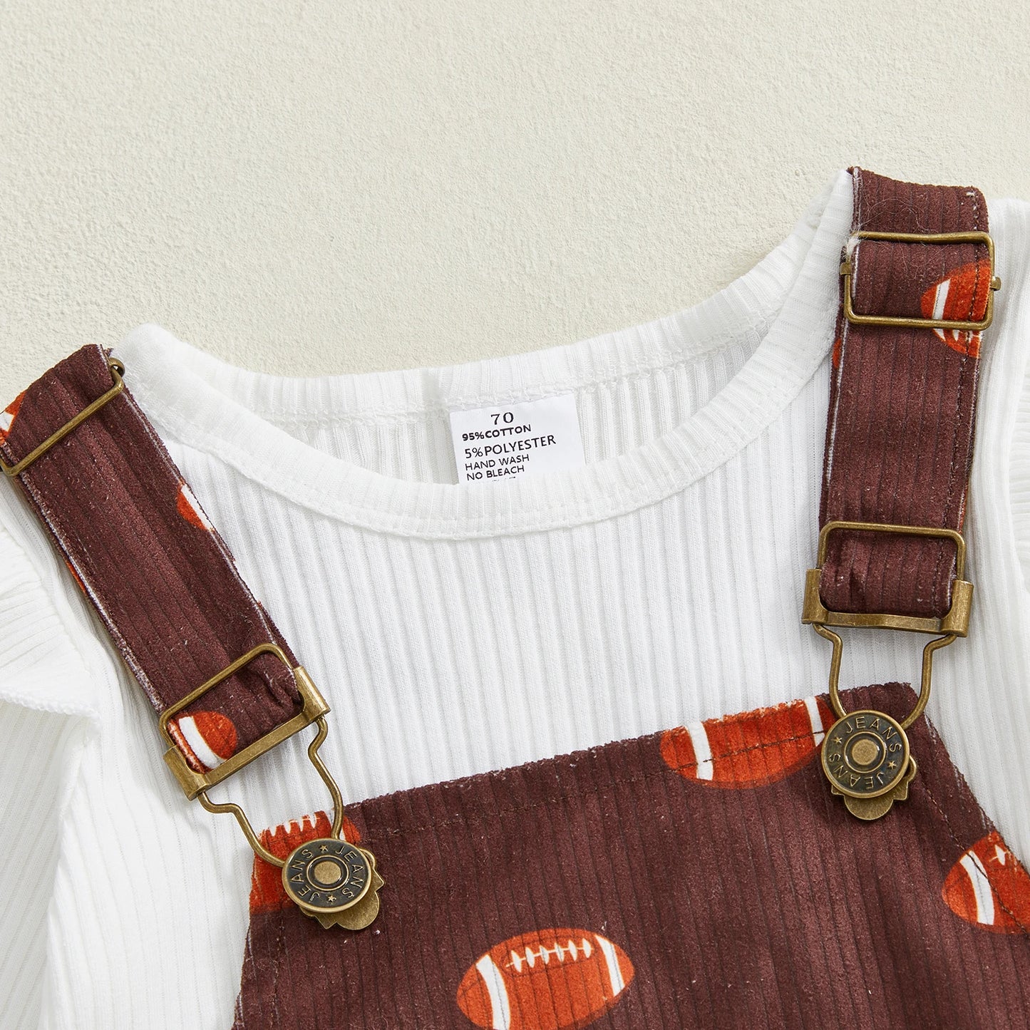 Girl's Long Sleeve Football Romper Set
