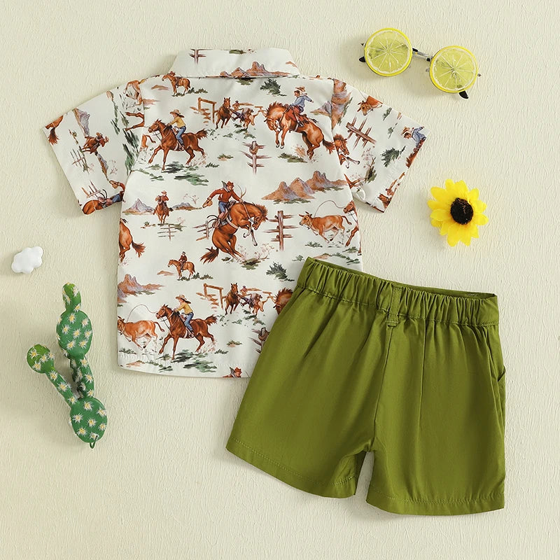 Western Button Up + Shorts
