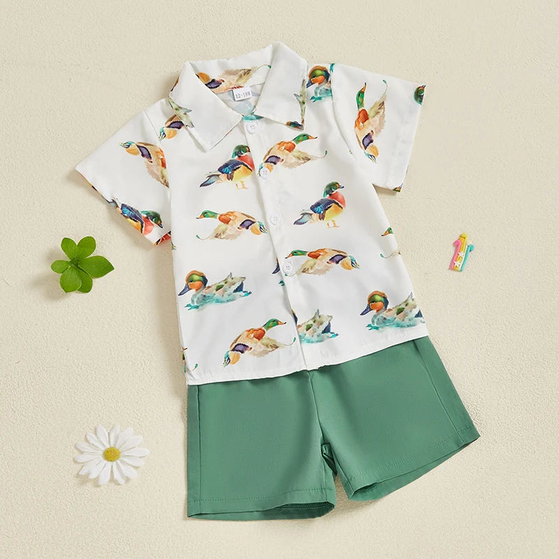 Mallard Button Up + Shorts