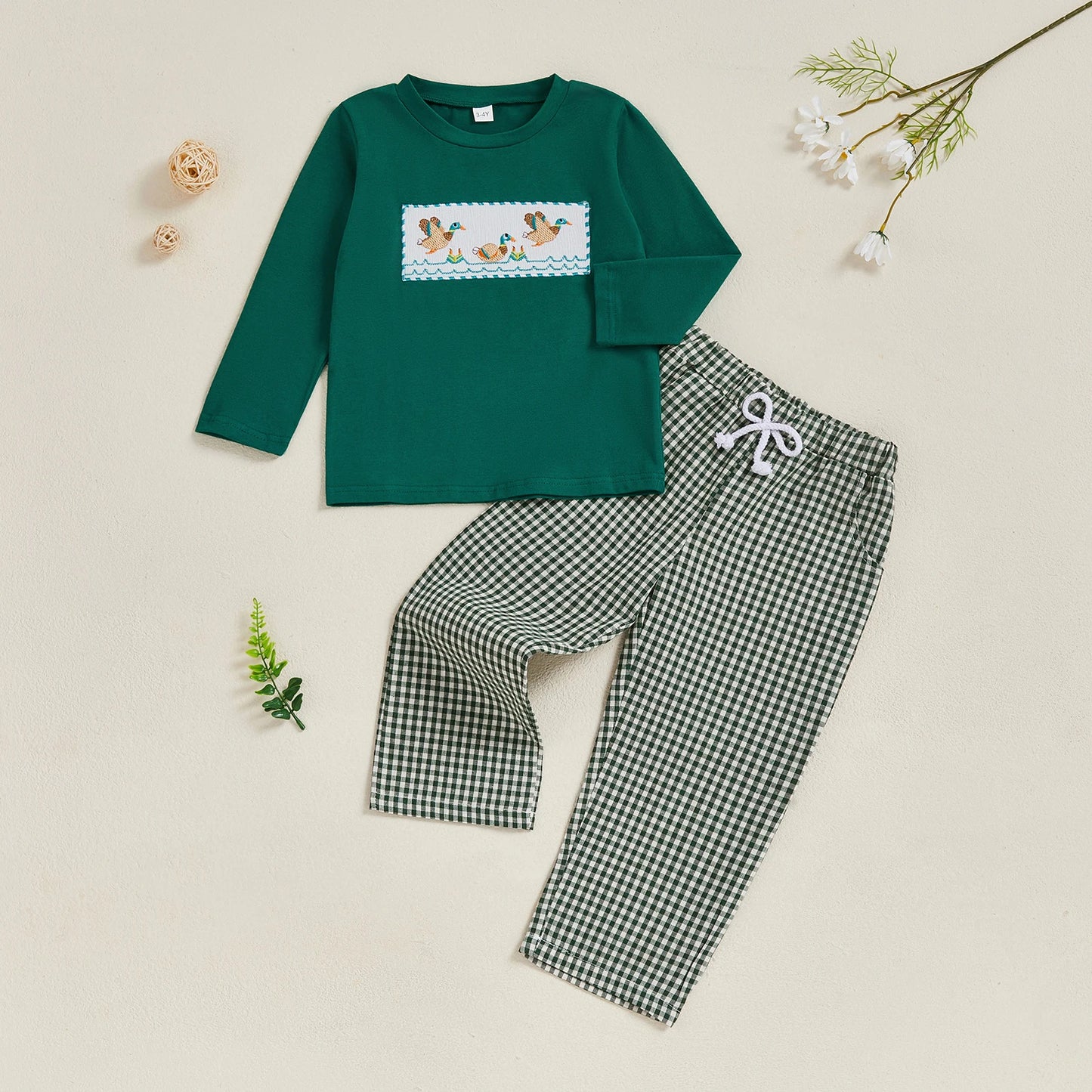 Duck Sweatshirt + Plaid Pants