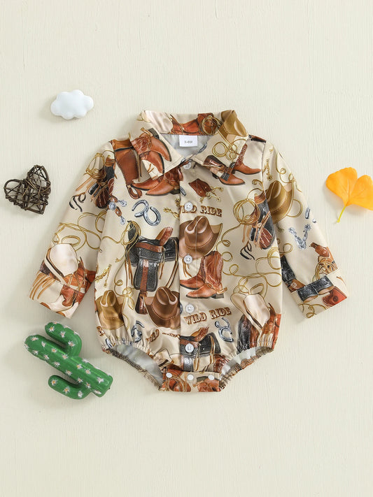 Western Button Down Onesie